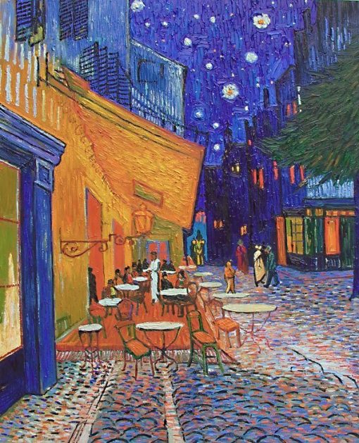 Café Terrasse bei Nacht Vincent Van Gogh Ölgemälde Replika