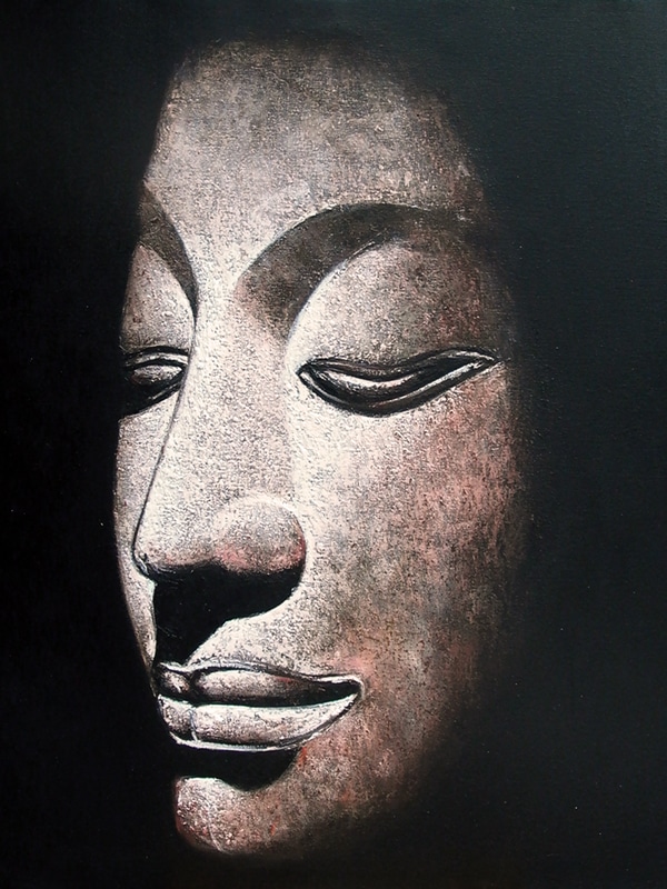 Oil Painting Buddha Sandstone on canvas