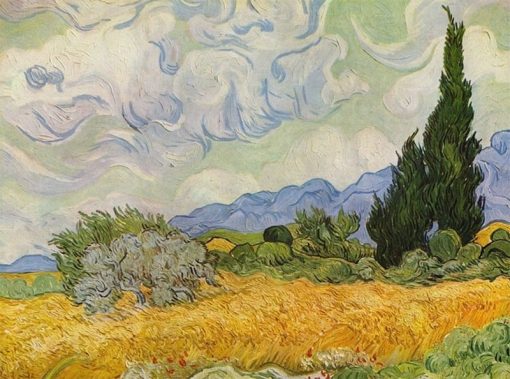 Weizenfeld mit Zypressen Ölgemälde Van Gogh Replik