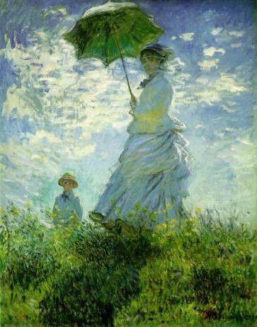 Frau mit Sonnenschirm – Madame Monet & Sohn Ölgemälde Replik
