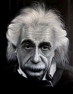 Albert Einstein Porträt in Öl auf Leinwand