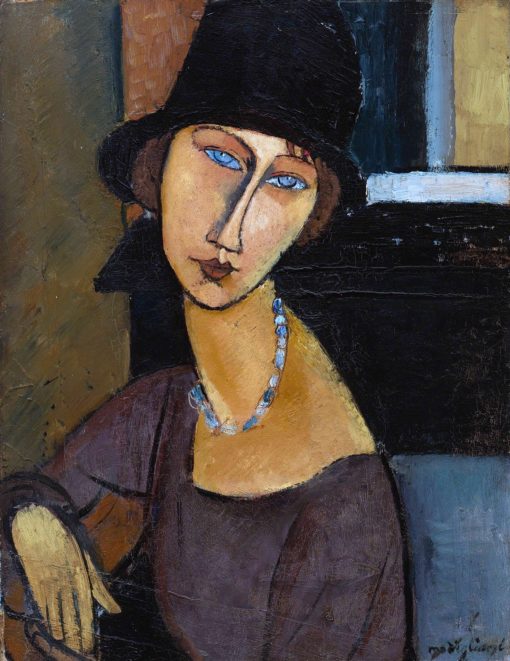 Amedeo modigliani jeanne hebuterne with hat and necklace
