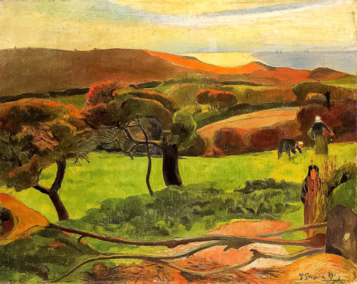 Breton Landscape Fields By The Sea Aka Paul Gauguin oil painting 1