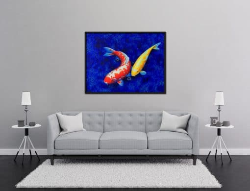 Koi painting Yellow Red on canvas