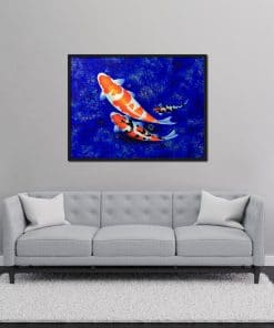 Orange White Black Koi Fish Oil Painting on canvas