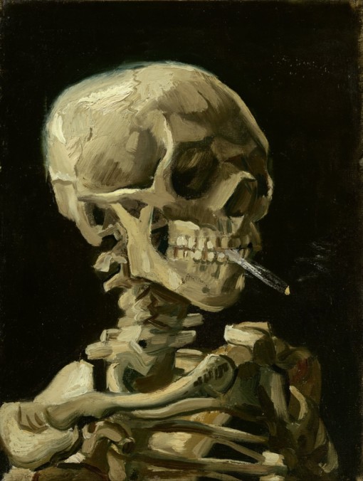 Skull With Burning Cigarette Van Gogh Oil Painting 1