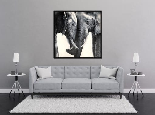 Two Elephants Oil Painting on Canvas