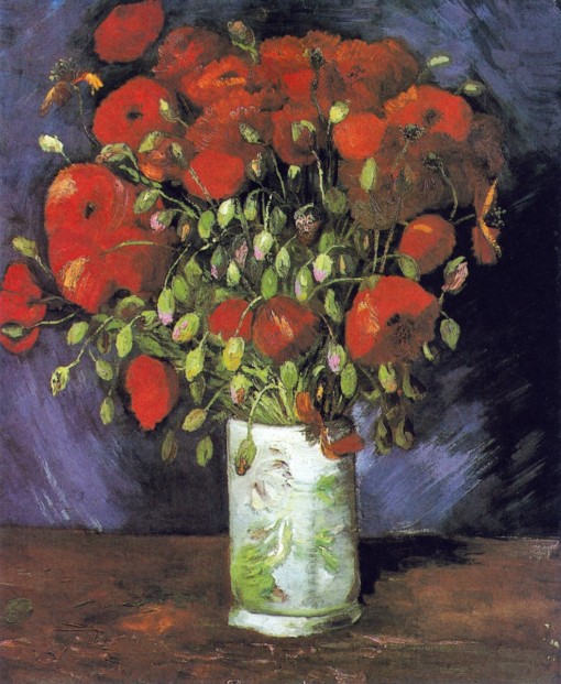 Vase With Red Poppies vincent van gogh oil painting 1