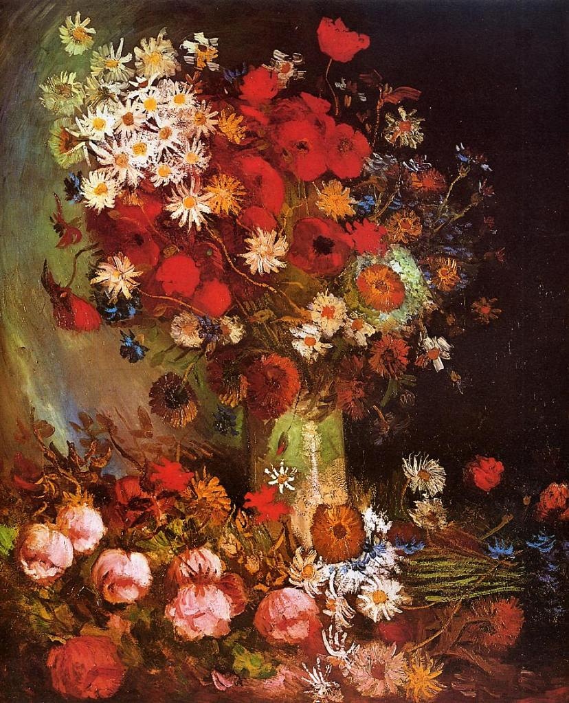 Vase with Poppies Cornflowers Peonies and Chrysanthemums - Buy Oil  Paintings Online