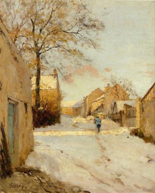 a village street in winter